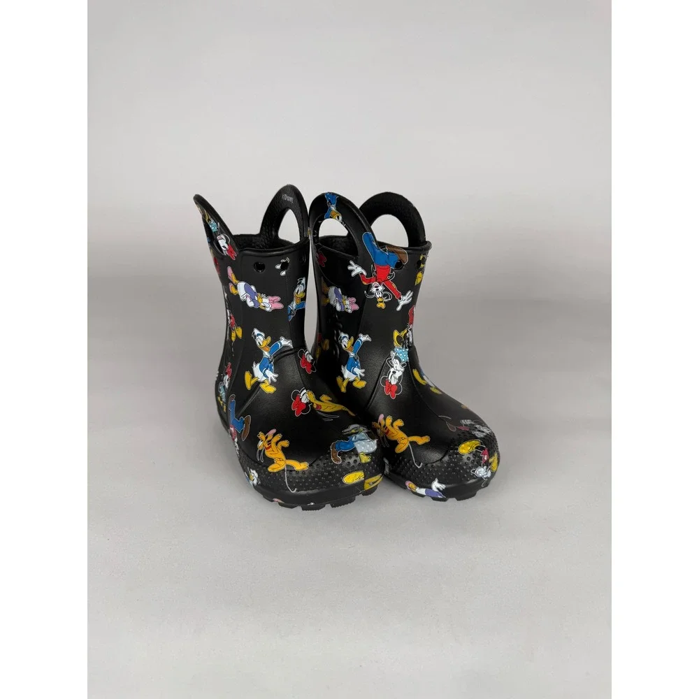 Crocs Kids Mickey and Friends Handle It Rain Boots Black C7 211146 Disney